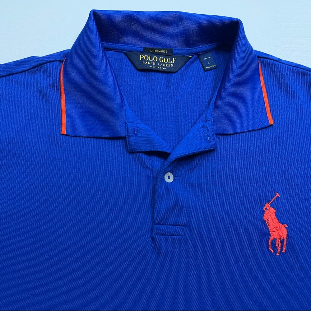 Polo Golf Ralph Lauren Polo Shirt Mens Size Large Pro Fit Royal Blue Big Pony